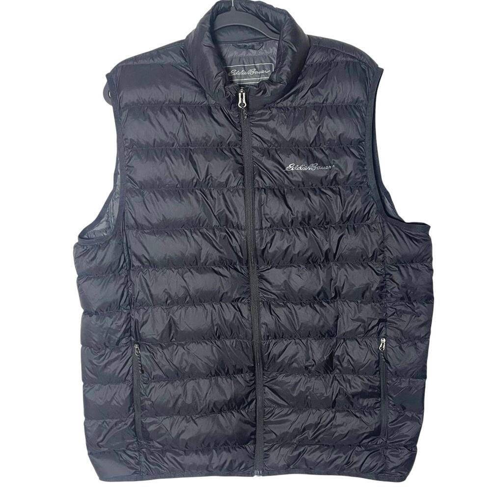 Eddie Bauer EB650 Down Puffer Vest Men’s TXL Black Full Zip Quilted Outdoor